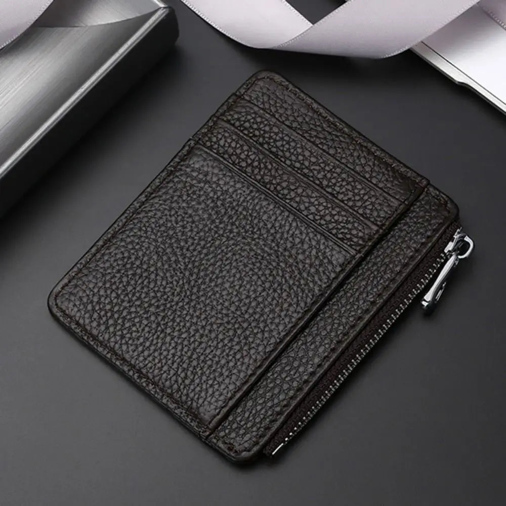Universal Genuine Leather Card Case Multi-card Slot Ultra Thin Card Holder Simple Travel Card Organizer Men Women