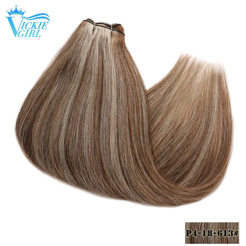 Straight Human Hair Weave Extensions Ombre Blonde Bundles Extensions 100g/Pcs 16"-28"  Straight Remy Skin Double Weft Hair