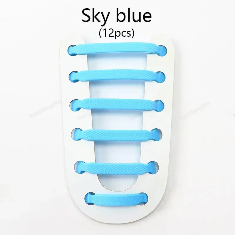 12Pcs Stretch Silicone Shoelaces No Tie Shoe laces Elastic Laces Sneakers Kids Adult Rubber Shoelace One Size Fits All Shoes