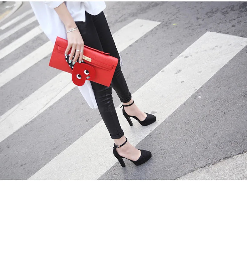 Black Platform Pumps for Women 14cm Spike Heels Ankle Strap Sexy Fashion High Heels Party Wedding Shoes Ladies