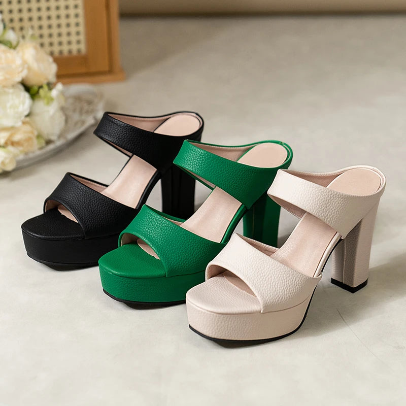 Aphixta Platform Slides 10cm Super High Heels Sandals Summer Woman Shoes Elegant Party Slides Shoes Sexy Outside Heels Size 42