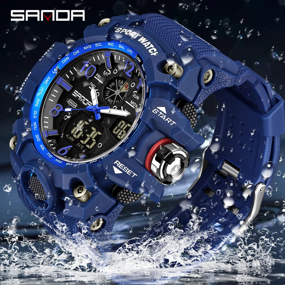 SANDA 3169 Top Brand Sports Men's Watches Military Quartz Watch Man Waterproof Wristwatch for Men Clock shock relogios masculino