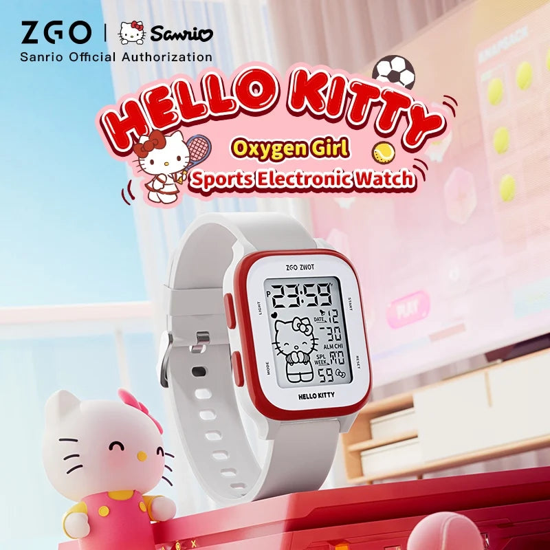 ZGO X Sanrio Hello Kitty Watch For Girls Student Kids' Electronic Watches Waterproof Sports Wristwatch Girl Child Gift Box 878
