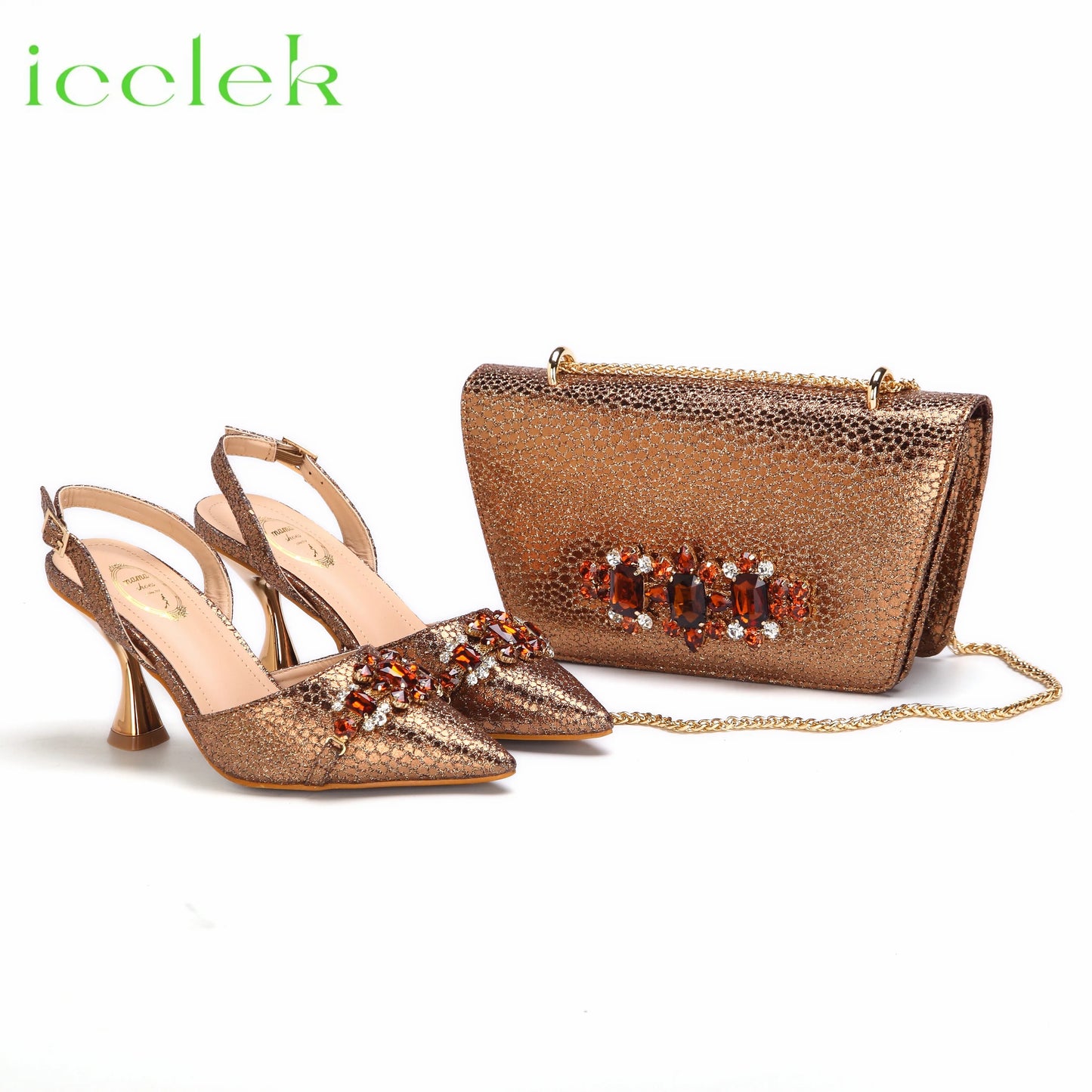 New Arrivals Special Design Pink Color African Women Shoes and Bag Set Pointed Toe Sandals for Wedding Party