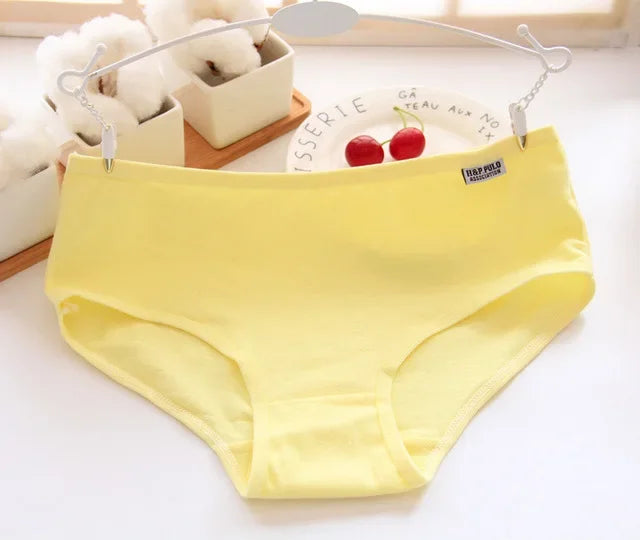 7pcs Women's Cotton Panties Plus Size Sexy Briefs Girls Breathable Soft Lingerie Cute Solid Color Underwear