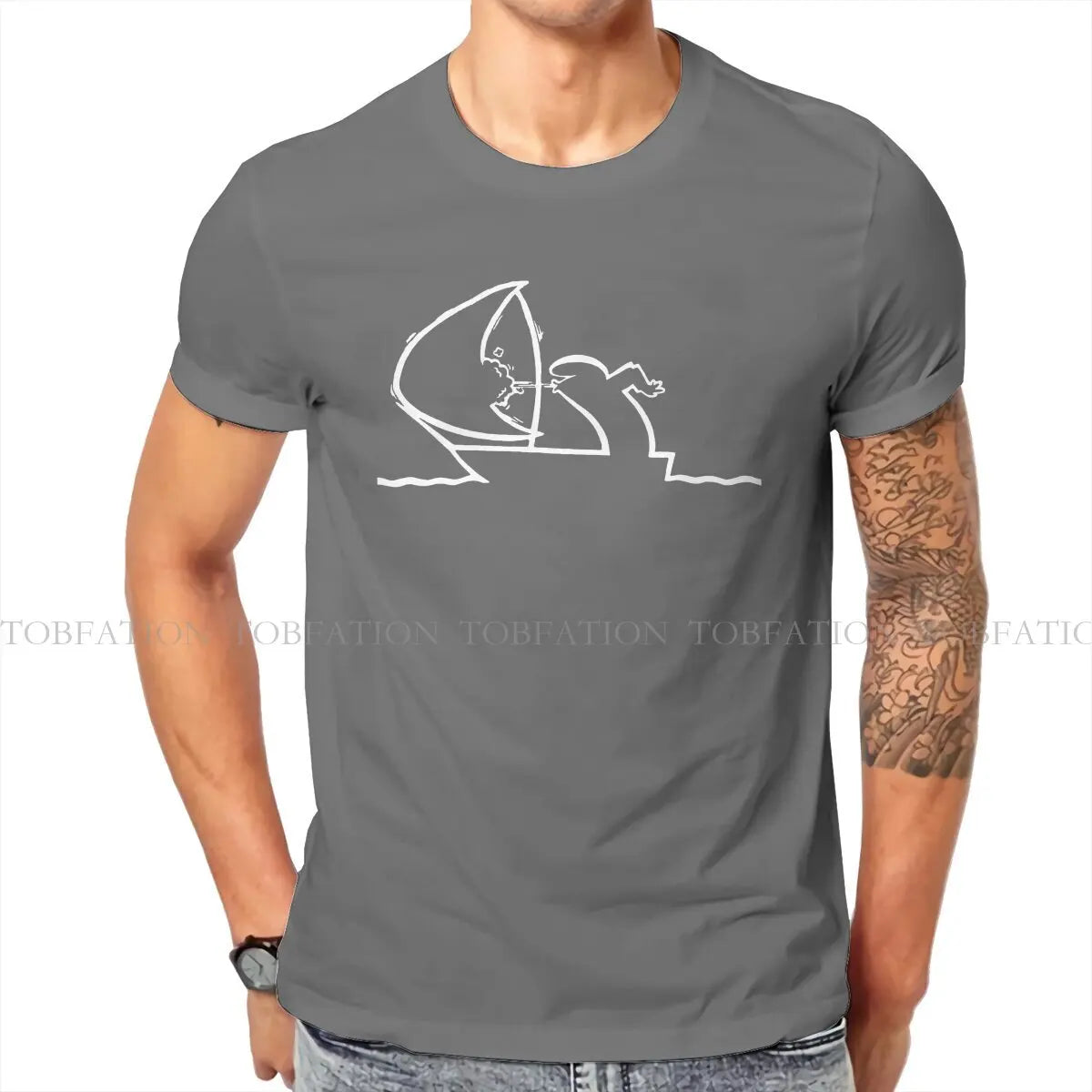 Sailing TShirt For Men La Linea The Line Osvaldo Cavandoli TV Camisetas Style T Shirt Comfortable Print Loose