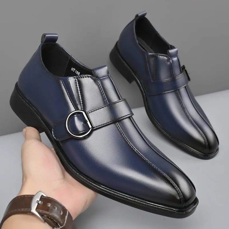 Designer Big Size 38-47 Men Dress Shoes Fashion Solid Color Wedding Shoes Male Spring Autumn Buckle Designer Man Leather Shoe