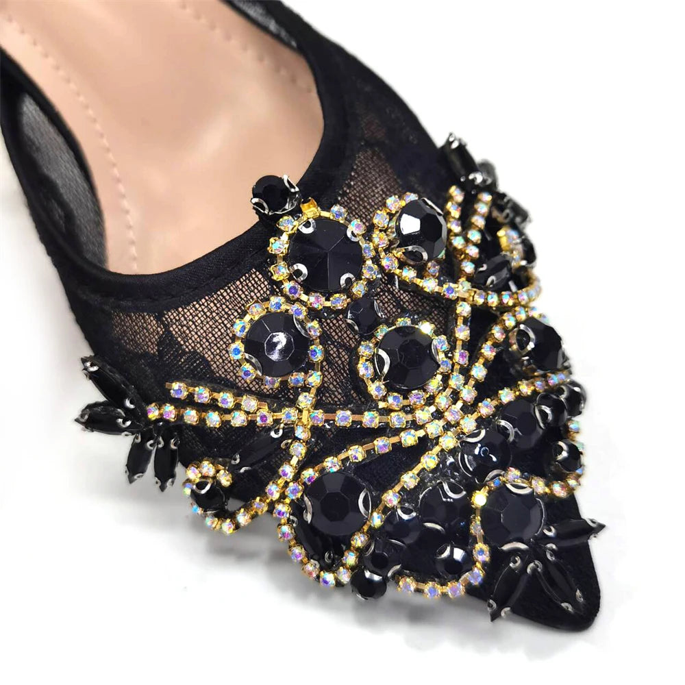 African Fachion Evening Shoes And Matching Bags Italian Design Ladies Diamond Bag High-Heeled Pointed Toe Women's Shoes
