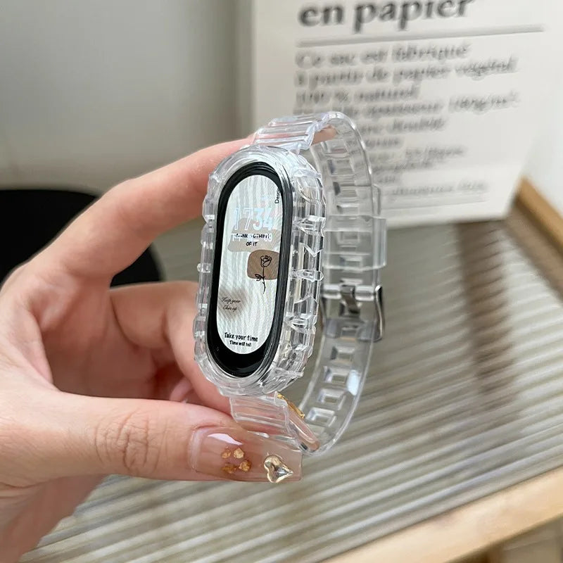 TPU transpatent strap for Mi Band 10/9/8 Clear Soft Sport Wristband Sweatproof Smartwatch Accessories for Xiaomi miband 10 bands