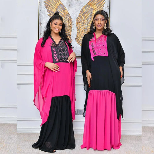 African Dresses For Women Luxury Boubou Material Rich Embroidery Design Long Dress With Scarf