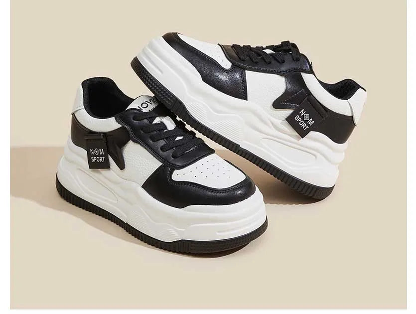Fujin 8.5cm Genuine Leather Women Vulcanize Chunky Sneakers Women Summer Hidden High Heels Platform Wedge Summer Mesh Shoes
