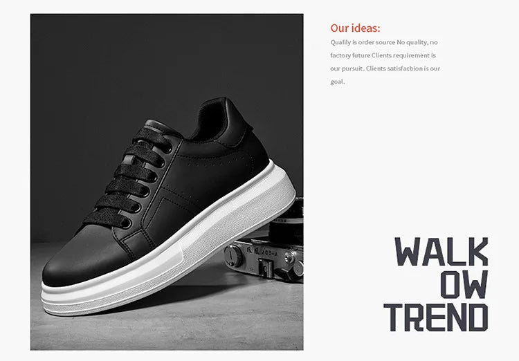 Men's Invisible Height Increasing Elevator Shoes Lace-up Sporty White Sneakers 6cm 8cm 10cm Taller Size Plus Invisible Elevate