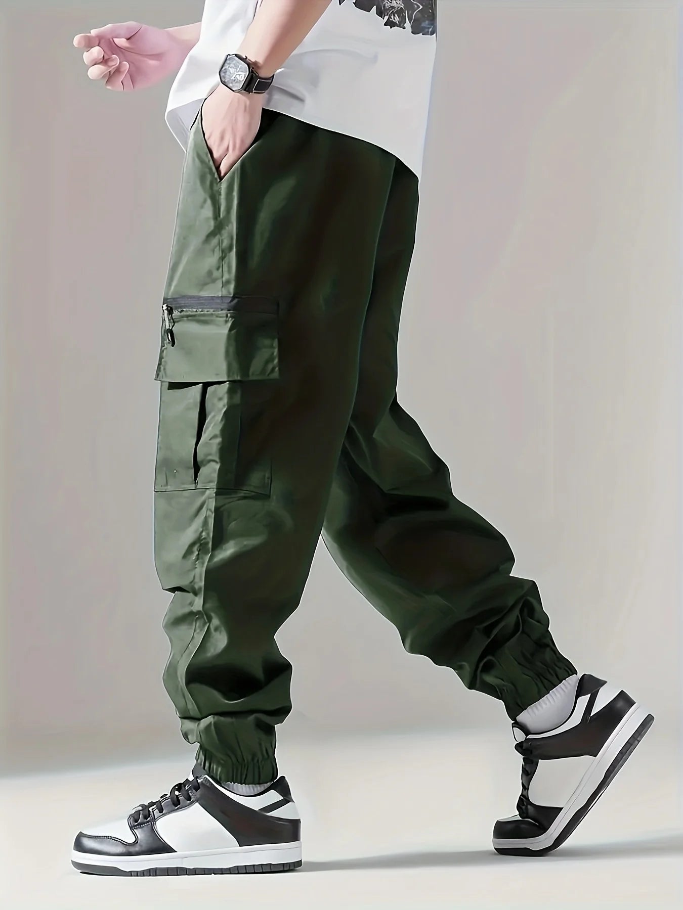 Men's Cargo Pants, Thin Trousers, Comfortable and Breathable, Outdoor Casual, Wearable, Running, Cycling, Multi-pocket 004