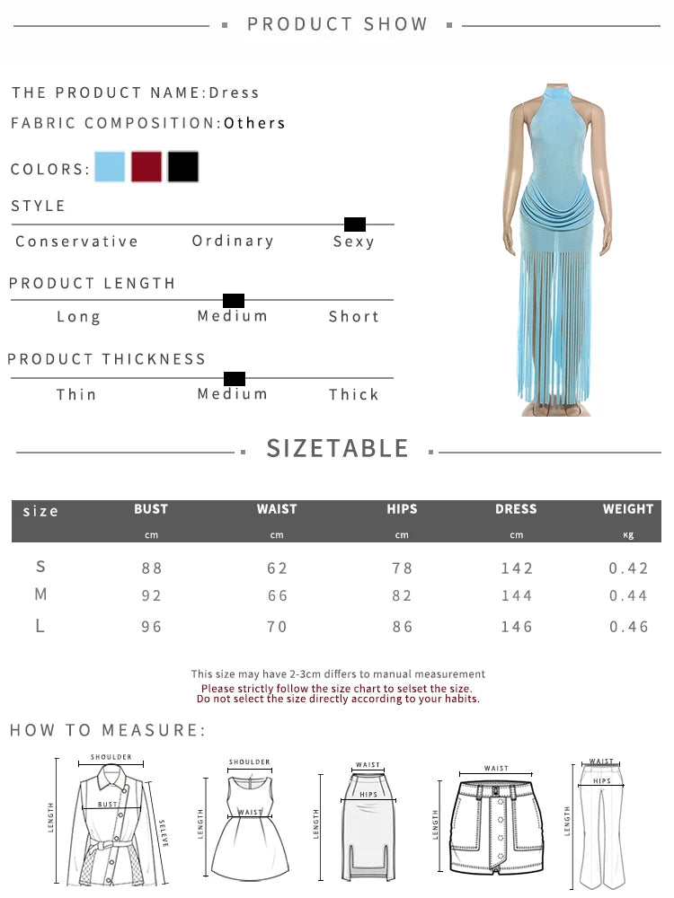 Weird Puss Velvet Halter Dress Women Ruched Patchwork Tassel Hem Backless Bodycon