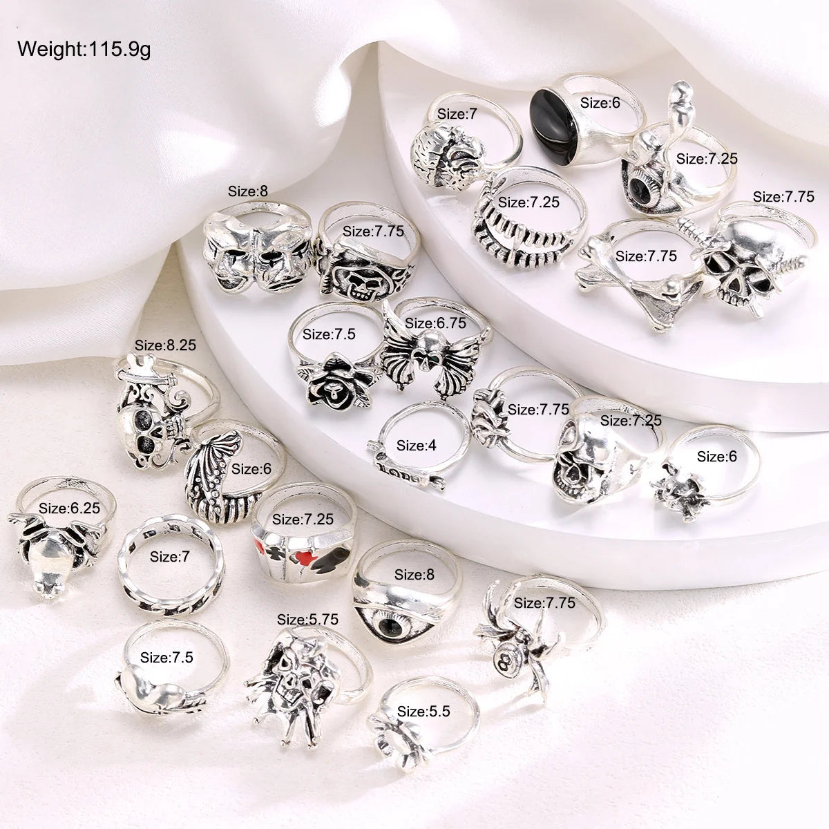 20 Pcs Vintage Punk Rings Set For Women Men Mix Style Hip Hop Heart Snake Skull Eye Finger Ring Fashion Jewelry Party Gifts 2026