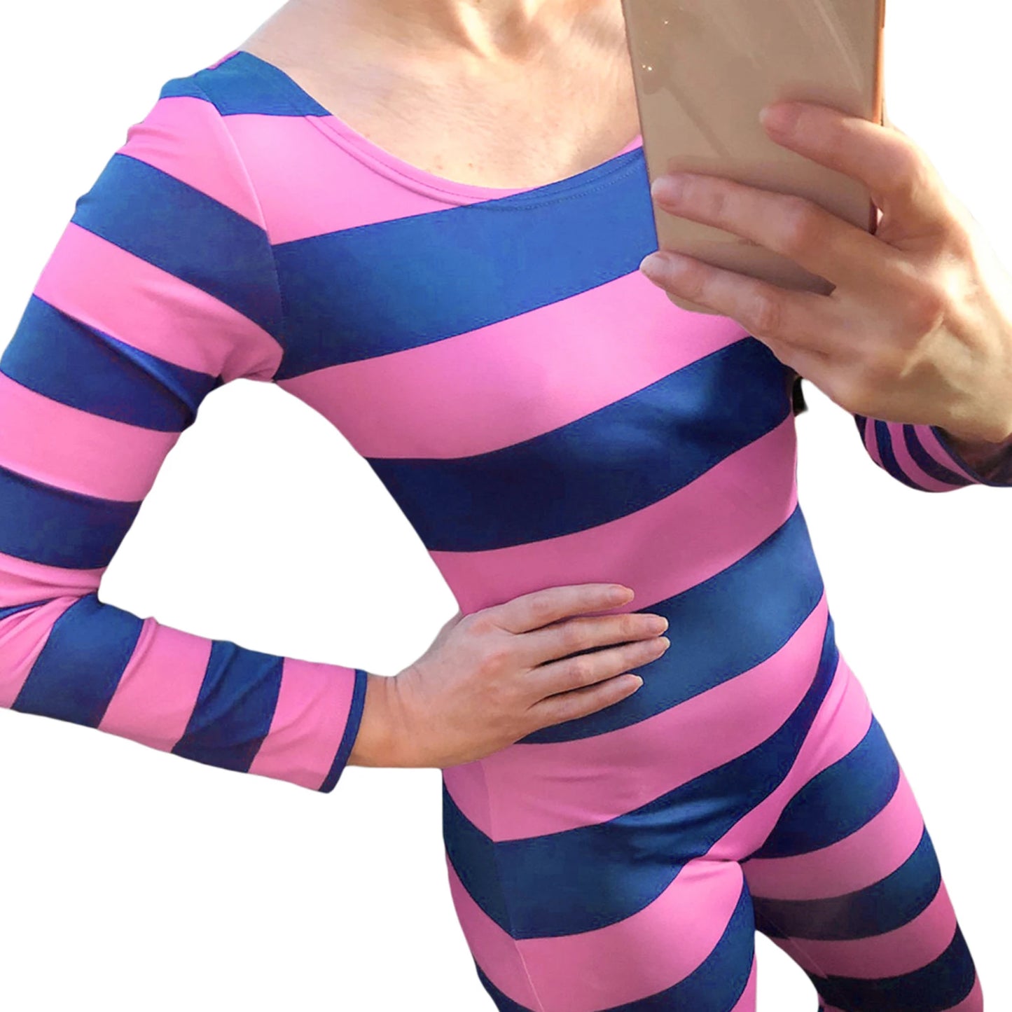 Women's Round-neck Long-sleeved Trousers Striped Printed Cosplay Jumpsuit New Fashion Halloween Women's Clothing