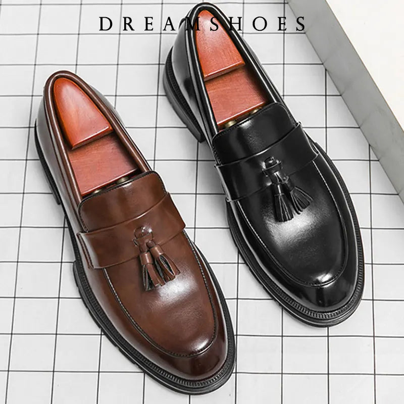 2025 Shoes Men Fashion Soft Moccasins Men Loafers High Quality Leather Tassel Shoes Mens Flats Driving Shoe Plus Size 46