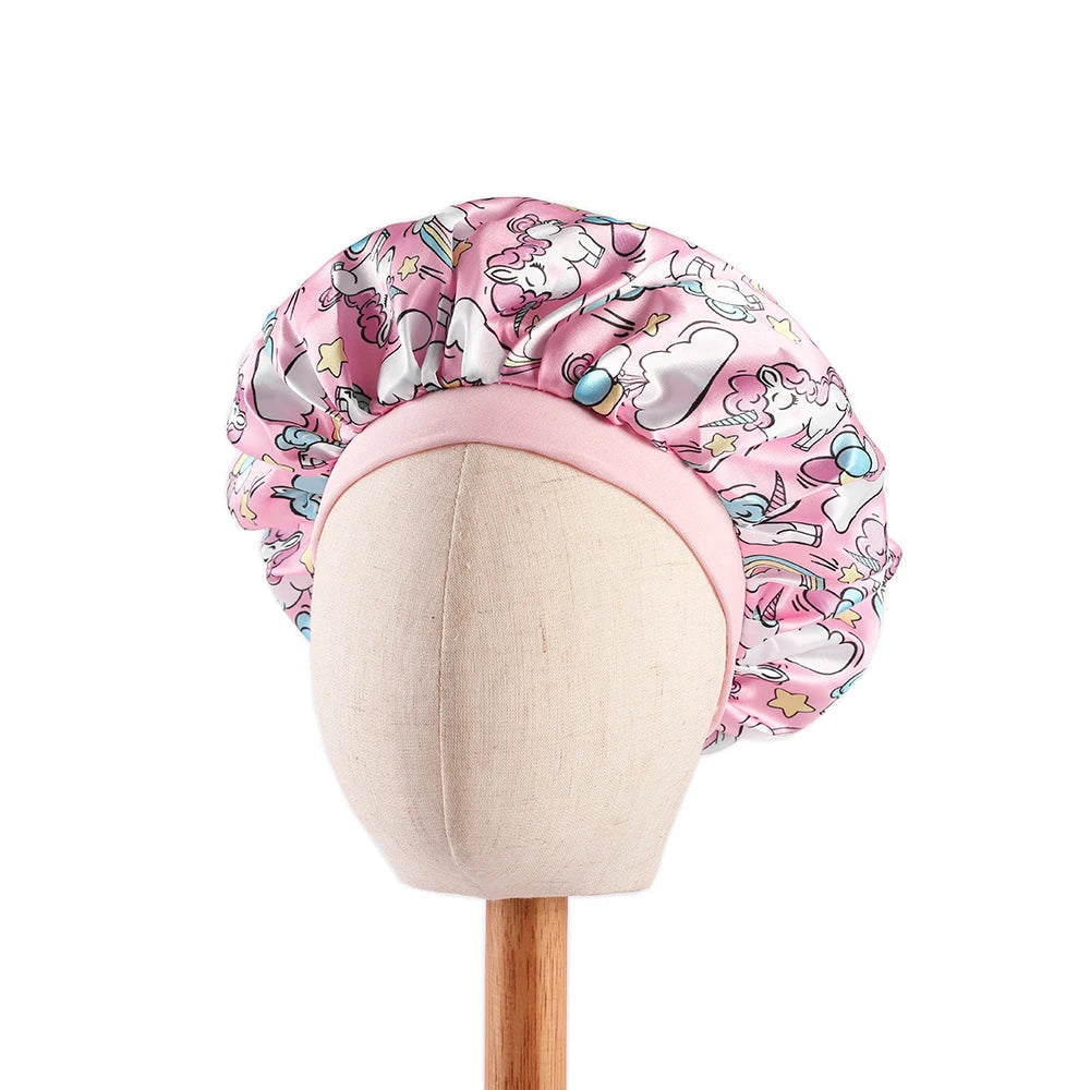 Fashion New African Children Adjustable Printing Ankara Satin Bonnet Sleep Cap Baby Kids Satin Bonnet Sleep Hat Silk Shower Cap