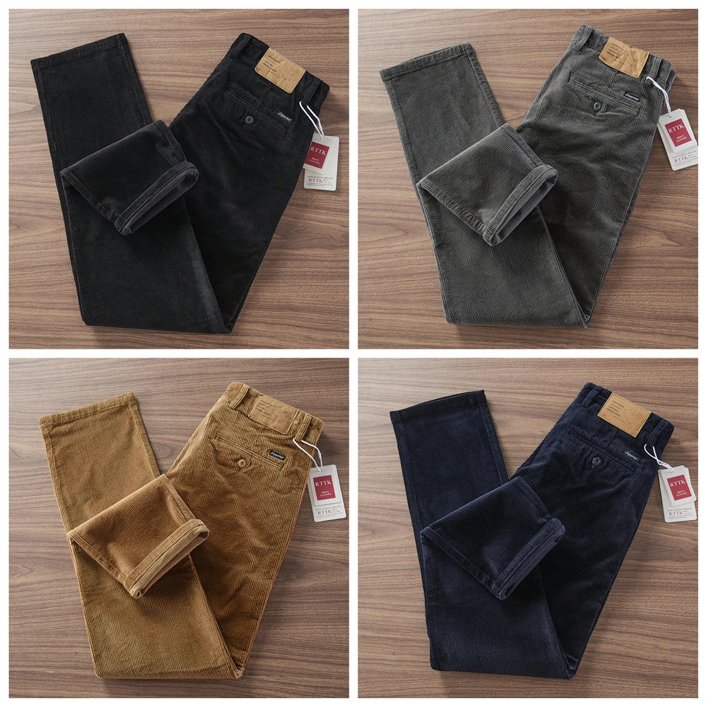 Autumn and Winter New American Retro Heavyweight Solid Color Corduroy Cargo Pants Fashion Straight Cotton Washed Casual Trousers