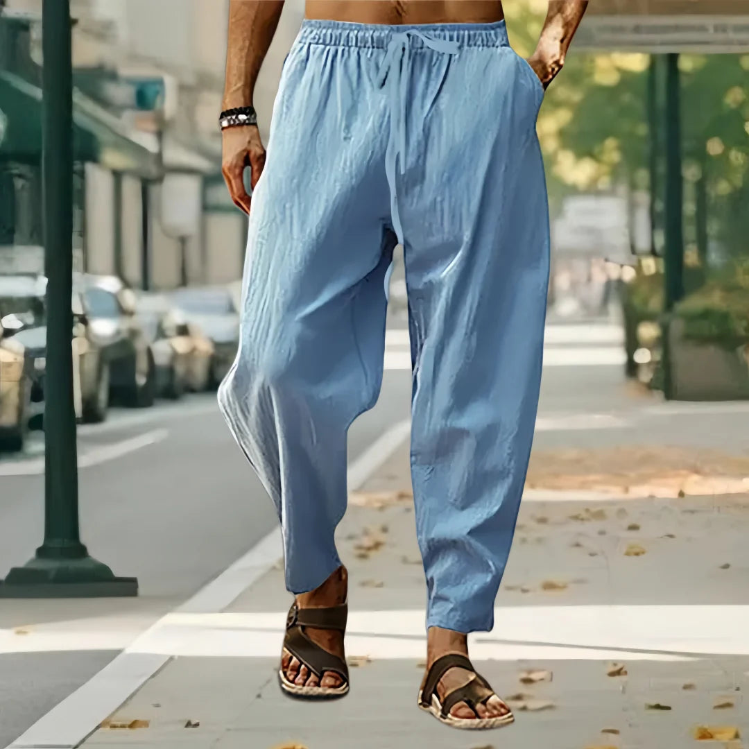 2025 New Fashion Mens Linen Wide Pants Trousers Oversize Sports Streetwear Male Spring Yoga Pants Casual Men Clothing Sweatpants