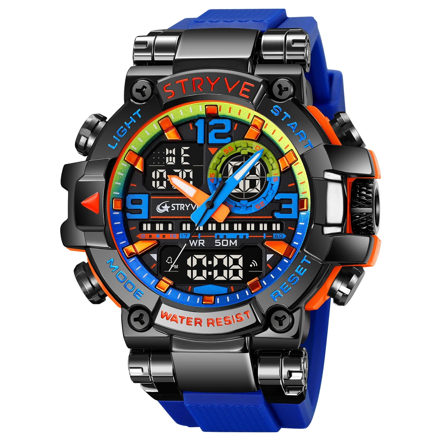 Fashion Stryve Watches S8025 Men's Cool Colorful Sports Digital Watches Fashion Designer Dual Movement Men's Wrist Watch