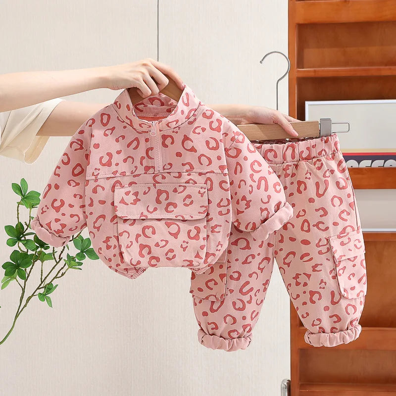 Fashion Autumn Children Suits Baby Boys Girls Clothes stamp Cotton T-Shirt Pants 2Pcs/sets Spring Toddler Clothing Sport Suits
