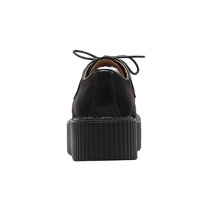 Black Harajuku Shoes Classic Lace UP Wedge Heels Platforms Creepers Punk Shoes Casual High Heels Women Platform Shoes