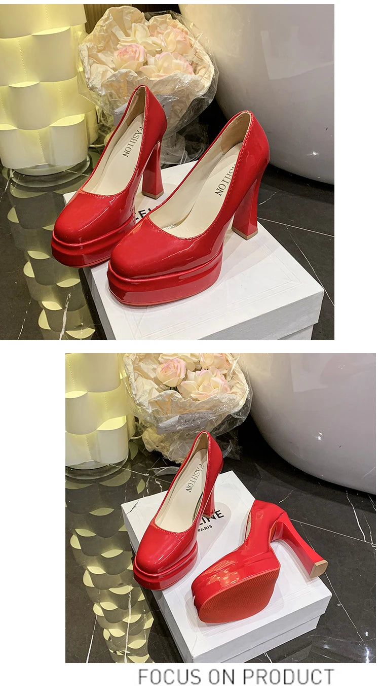 Aphixta Fashion Platform Pumps Women Hot Sale Party Disco Dance High Chunky High Heels Big Size 45 46 47 48 49 50