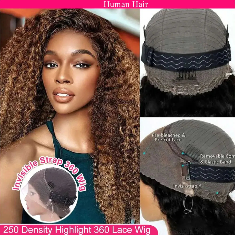 Invisi Strap 360 Full HD Lace Wig 250 Density Glueless Human Hair Wig Chocolate Brown Lace Front Wig Body Wave Frontal Wig