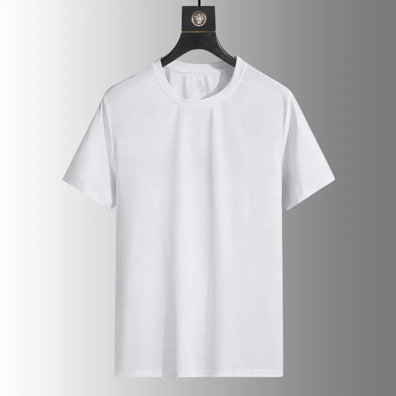 Summer ice silk short sleeved T-shirt for men and women, quick drying and breathable sports top, outdoor running duanT