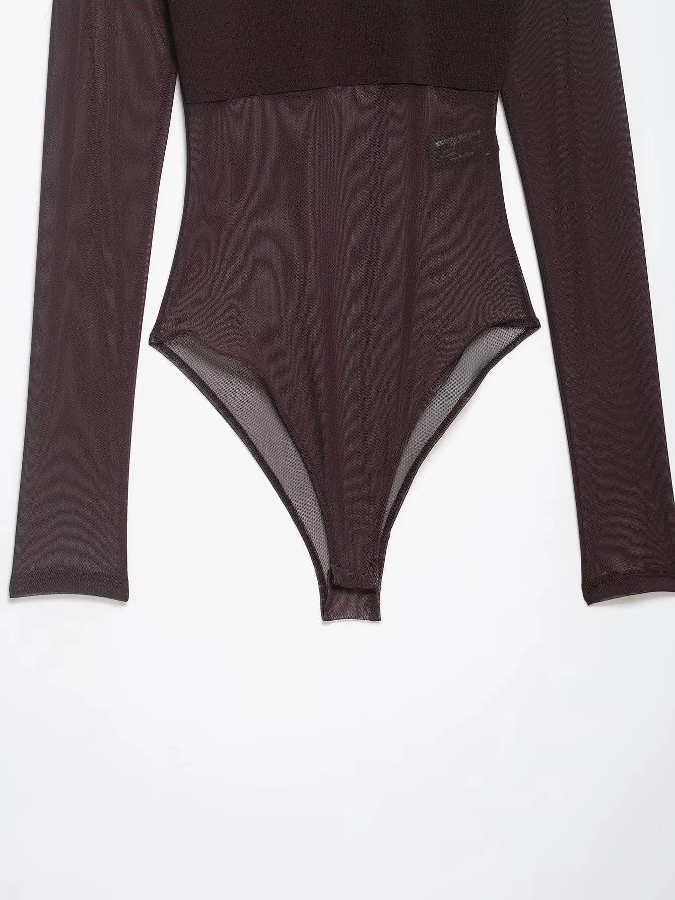 Women Sexy Mesh See Through Bodysuit Women Long Sleeve Sheer Bodysuits O Neck Bodycon Jumpsuit Female Romper