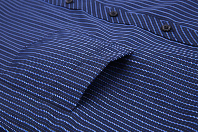 Quality Plus Size S To 8xl Formal Shirts for Men Striped Long Sleeved Non-iron Slim Fit Dress Shirts Twill Social Man's Clothing