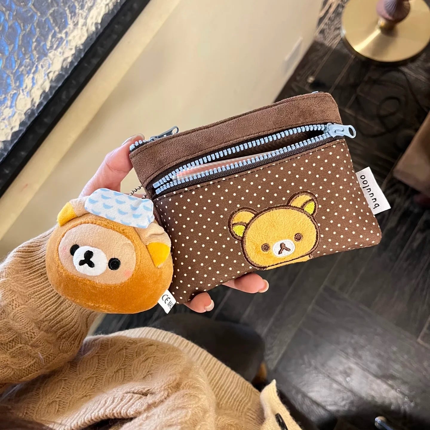 New Original Embroidered Bear Passport Bag Versatile Large-capacity Document Storage Bag Portable Travel Coin Purse Cute Gift