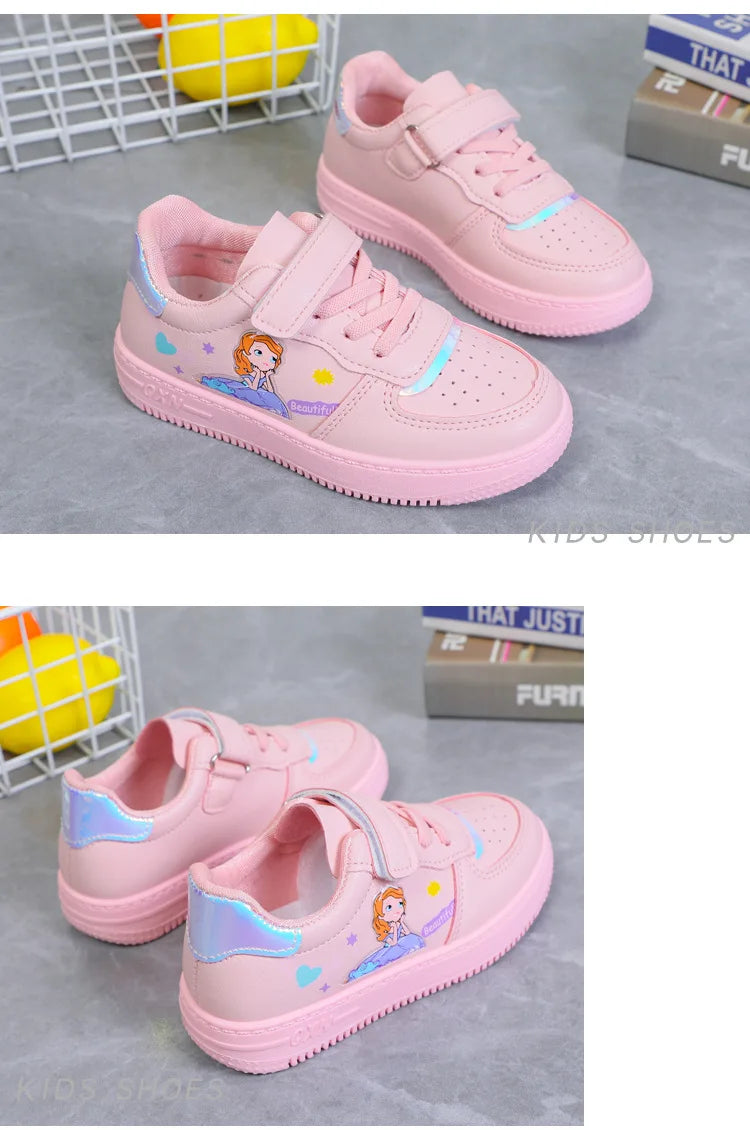 Kids Sneakers Four Seasons Girls Fashion Sports Running Shoes Non-slip Children's Flat Shoes Casual Breathable Outdoor Sneaker