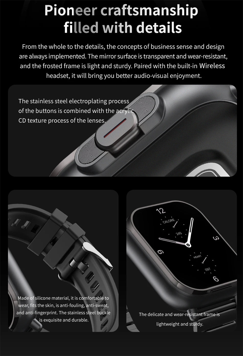 TWS 2 In 1 Smartwatch Earphones Sports Smart Watch Wireless Bluetooth Calling Health Monitor Fitness Record Watches With Headset