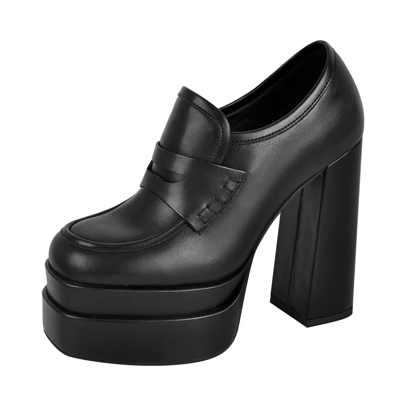 Richealnana  Women Pumps Red Matte Double Platform Punk Fashion Shoes