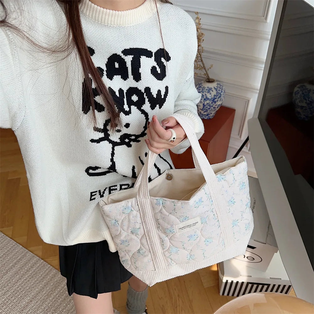 Sweet Floral Women's Bento Handbags Retro Patchwork Ladies Tote Shoulder Bags Retro Flower Female Storage Shopper Bag Purse