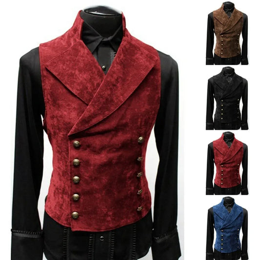 Mens Gothic Vest Costume Gothic Mens Polyester Breast Waistcoat Double Vest Victorian Waistcoat Tool