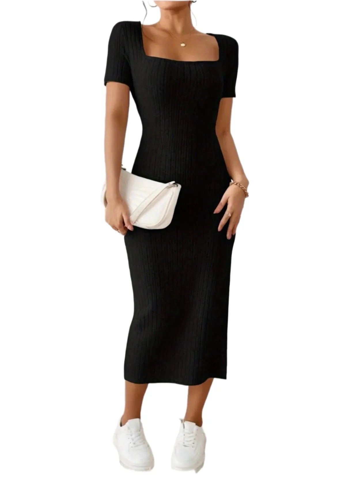 European and American Style 2025 Summer New Cross-border Women's Fashion Square Collar Sexy Slim Hip-pack Dress for Women