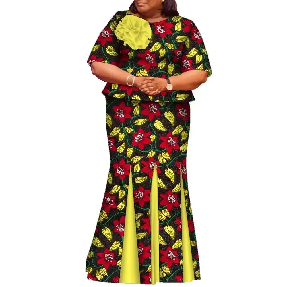 African Skirts and Top Sets for Women Party Ankara Fashion African Print Clothes Dashiki Outfits Lady Evening Gowns WY2143