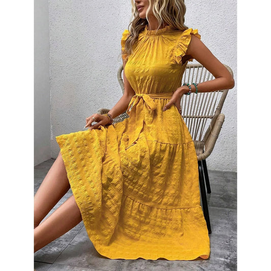 Summer Dresses Sexy Outfits 2024 Solid Color Strap Decoration Elegant Dress Female Vintage Casual Beach Dresses ropa de mujer