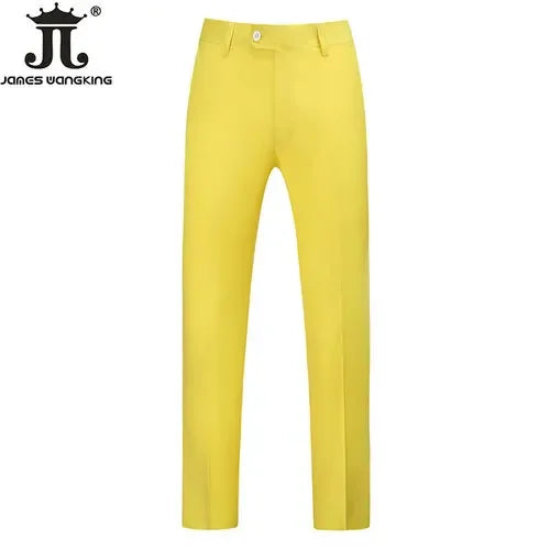 British Style Solid High Waist Trousers Men Formal Trousers High Quality Slim Fit Business Casual Suit Pants Groom Wedding Dress