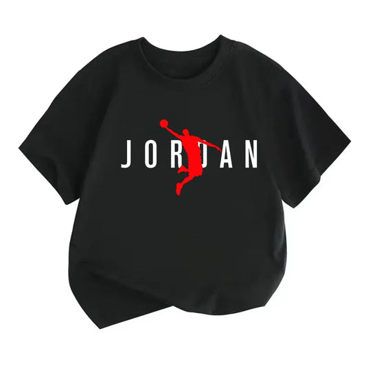 Summer Casual Kids T-shirt Breathable Cotton Jordan Print Short Sleeve Sport Tees Fashion Boy Girl Clothes