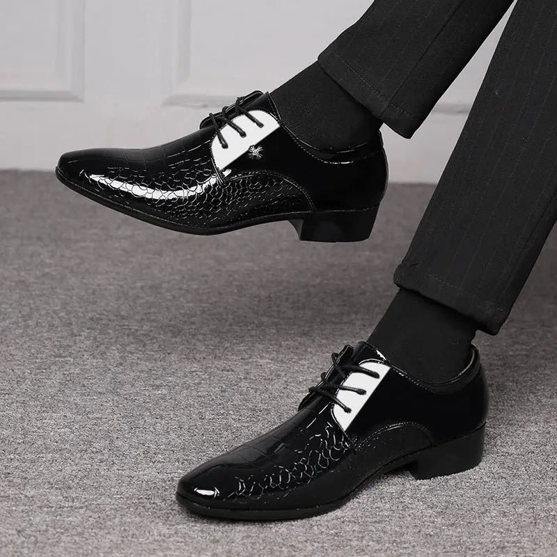 Luxury Men's Business Leather Shoes Black Formal Shoes Plus Size 38-49 Mens Wedding Shoe Lace Up Trend Shoes for Men Spring New