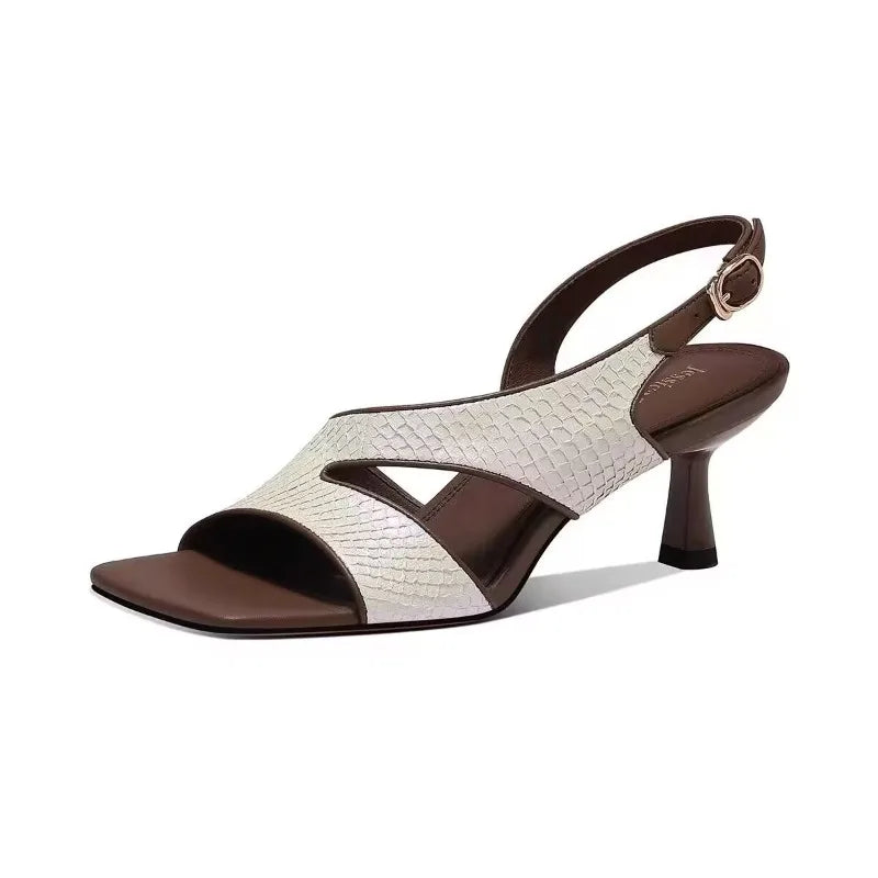 Summer New Simple Solid Color Open Heel Sandals 2025 Casual Comfortable Breathable Wear-resistant Buckle High Heels Plus Size