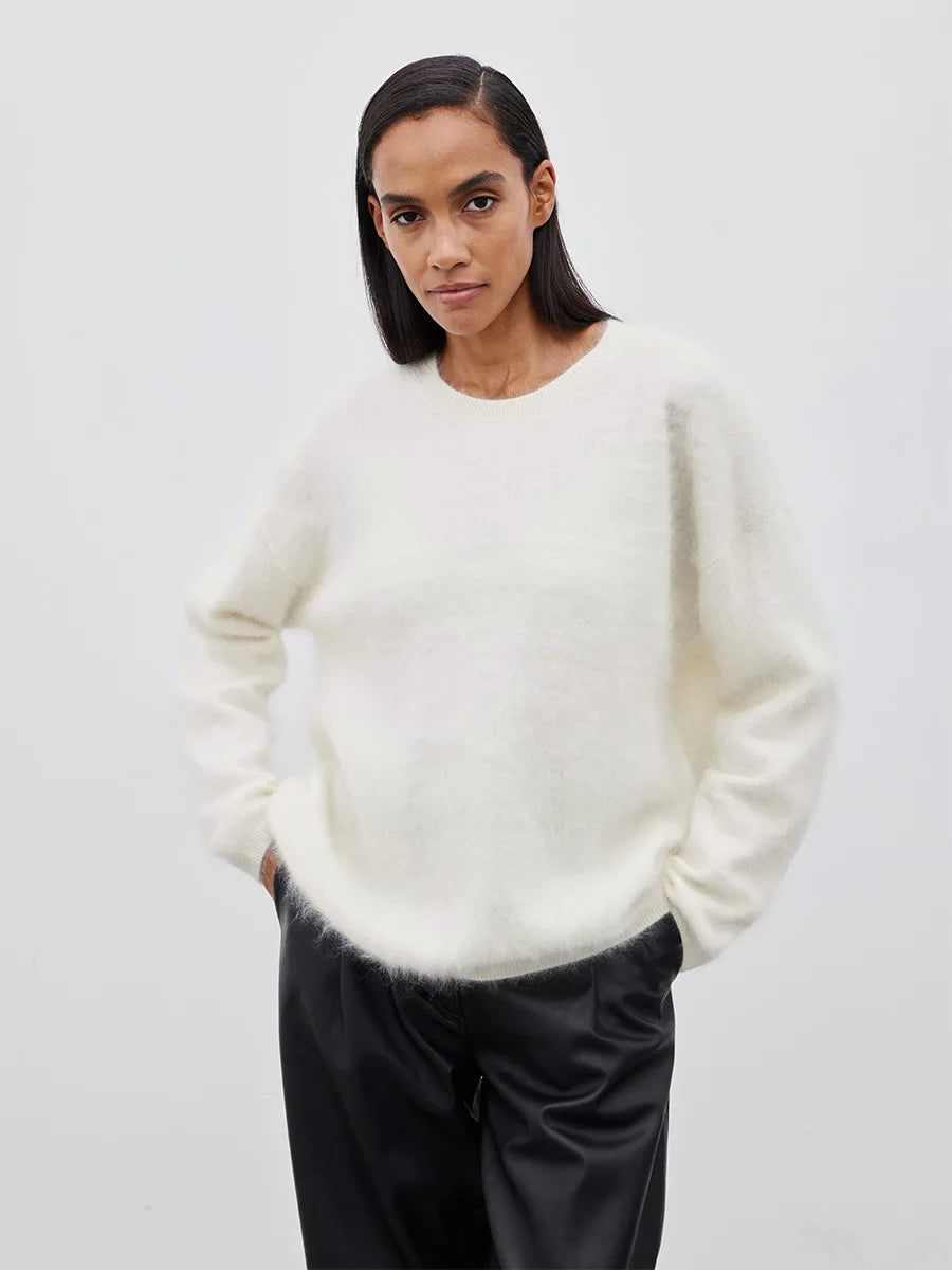 Blubelle Women's Autumn Winter Solid Color Knit Sweater O-Neck Long Sleeve Loose Fit Casual Relaxed Fashion Pullovers