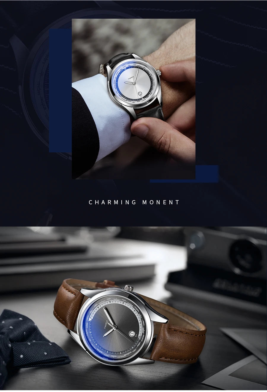 YAZOLE Men's Watch Minimalist Luxury Quartz Man Watch Original Leather Strap Waterproof Calendar Watches Relogio Masculino