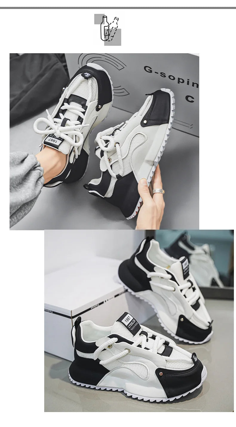 Fashion brand tenis men casual faux leather sneakers male wedged shoes new spring summer breathable trainers man gym run shoes