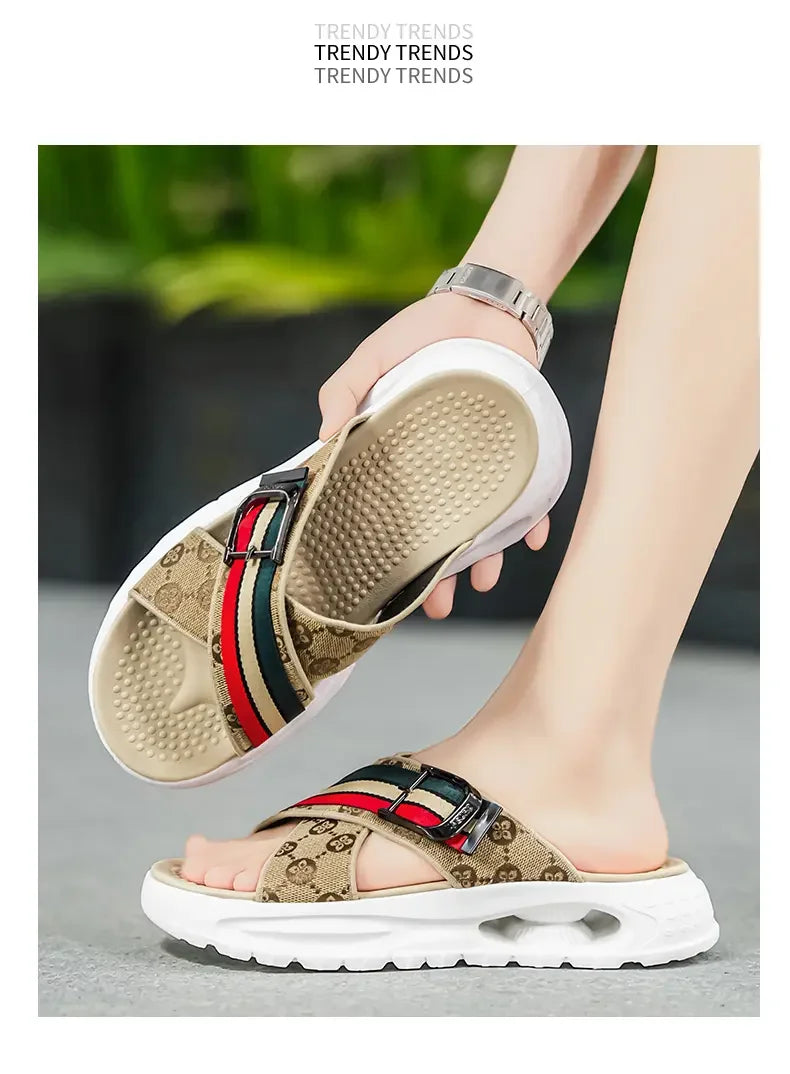 Lightweight Casual Sandals For Men Neat Minimalist Cut Breathable Summer Shoes Soft Sole Footwear For Walking And Commuting