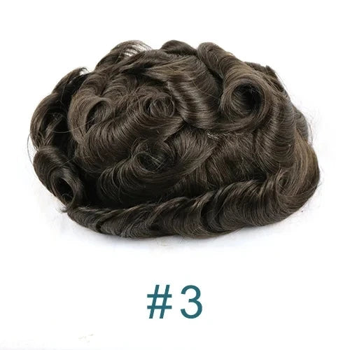80%Density Natural Hairline 0.02mm Ultra Thin Skin Invisible Mens Toupee Brown Blonde Grey Human Hair Capillary Prosthesi System